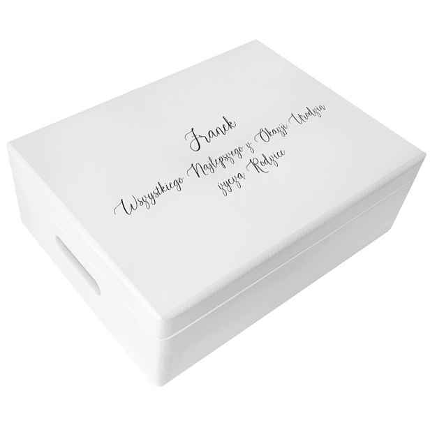 Krabička bílá, personalizovaný dárek s vlastním textem a fotografií loga 40x30