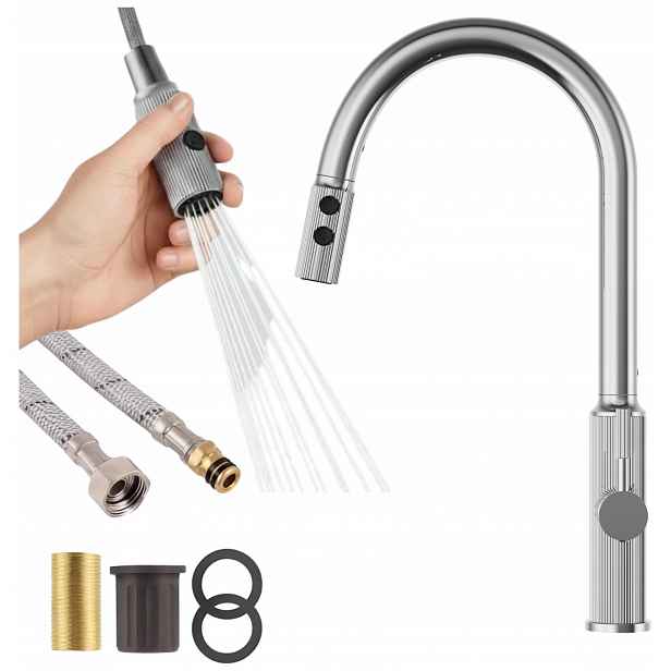 Kuchyňská baterie chrom vytahovací sprcha Stojanový kohout Luna 2 funkce