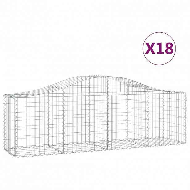 vidaXL Klenuté gabionové koše 18 ks 200x50x60/80 cm pozinkované železo