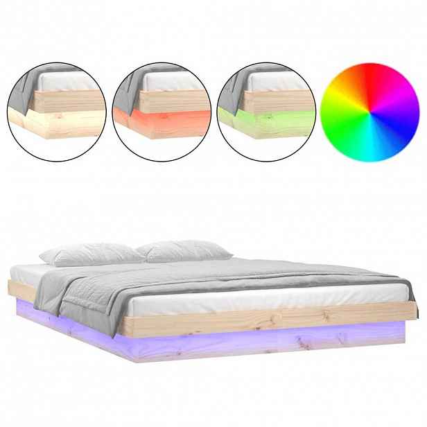 vidaXL Rám postele s LED světlem 150 x 200 cm King Size masivní dřevo