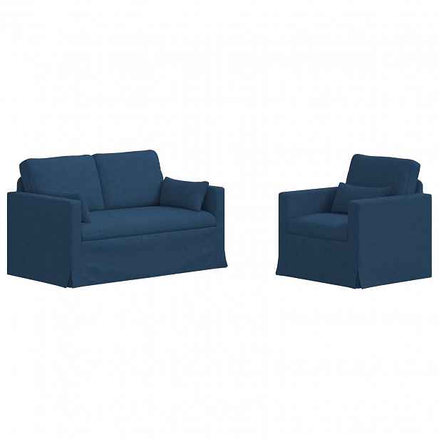 vidaXL Set pohovek 2 ks Modrá textil