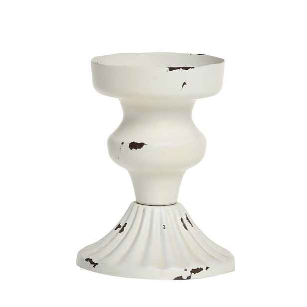 Krémový antik dekorační svícen na úzkou svíčku Livia - Ø 7*9 cm Chic Antique