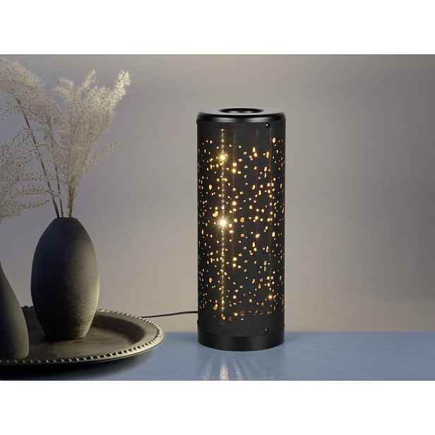 Stolní LED lampa Taco, třpytivý efekt, černo-zlatá