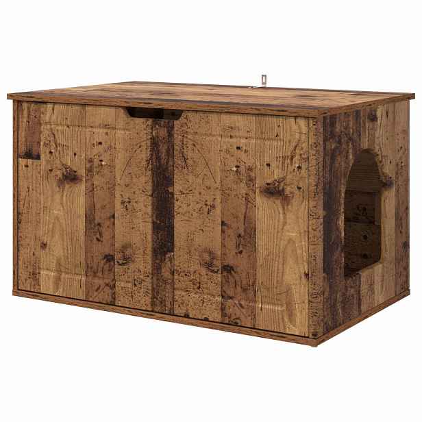 vidaXL Kočičí dům Staré dřevo 85 x 55 x 50,5 cm Kompozitní dřevo