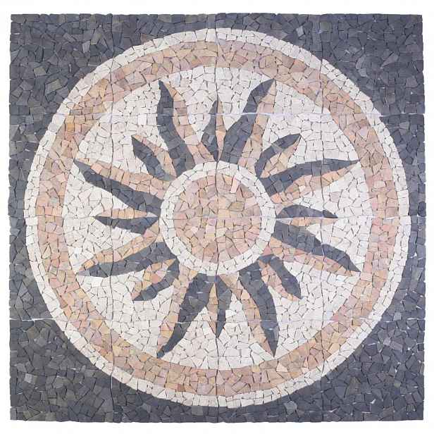 vidaXL Mosaic Tiles Sun Pattern Vícebarevný 120 x 120 cm Mramor
