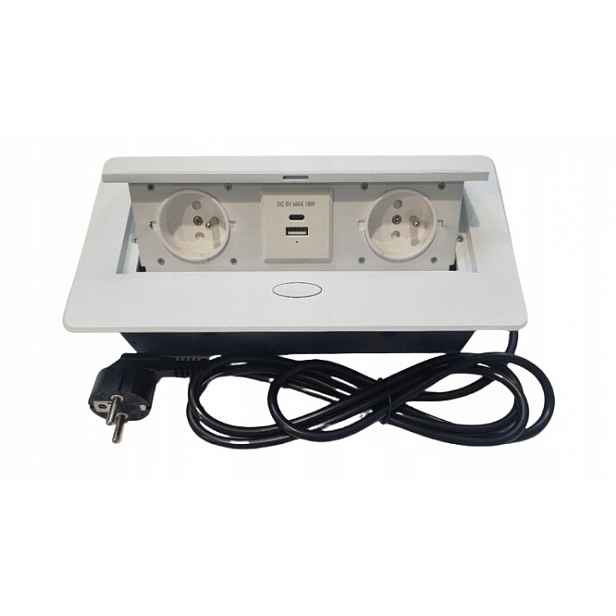 Zásuvka/Modul/Box zatahovací Oval nábytkový port 2GNIAZDA+2USB barva bílá