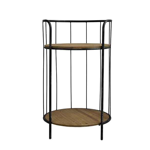 Černý antik kovový kulatý odkládací stolek Joanne - Ø 38*68 cm Chic Antique