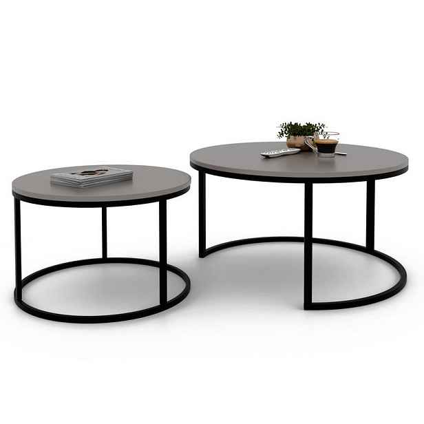 Idohome SADA KONFERENČNÍCH STOLKŮ LAVO 80/60 cm kulaté, černé / kašmírové