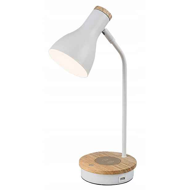 Stolní lampa s indukční nabíječkou a Usb, bílá matná E14 Mosley Rabalux