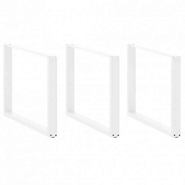 vidaXL Nohy k jídelnímu stolu ve tvaru U, 3 ks, bílé, 100 x (72-73) cm, ocel