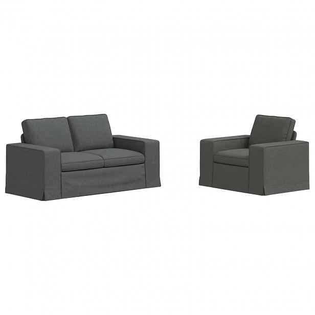 vidaXL Set pohovek 2 ks Tmavě šedá textil