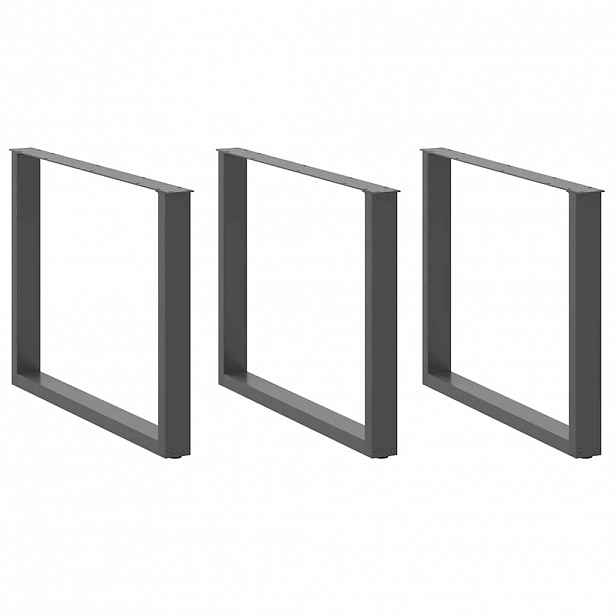 vidaXL Nohy k jídelnímu stolu ve tvaru U 3 ks antracitové 100 x (72-73) cm ocelové