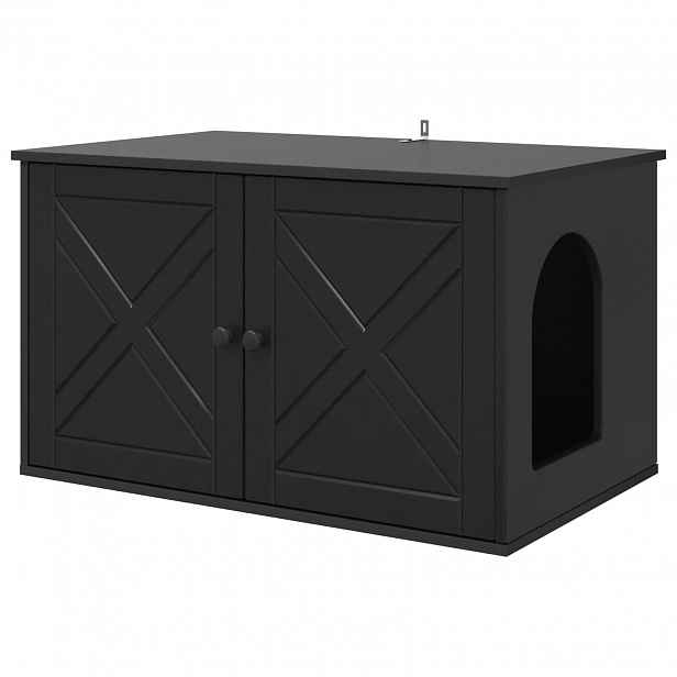 vidaXL Kočičí dům Černá 85 x 55 x 50,5 cm Kompozitní dřevo