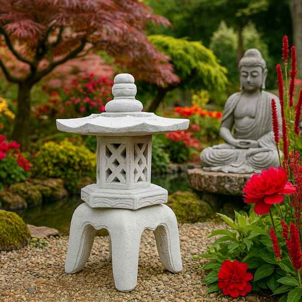 Japonská lampa Pagoda „4 Ashi“ Green Lane – velká zahradní betonová ozdoba