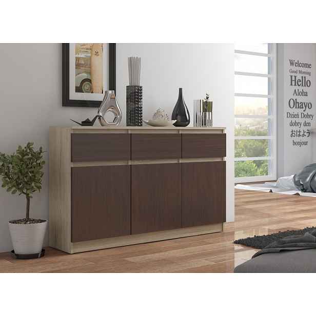Komoda se šuplíky a dvířky SAVRILA - dub sonoma / wenge