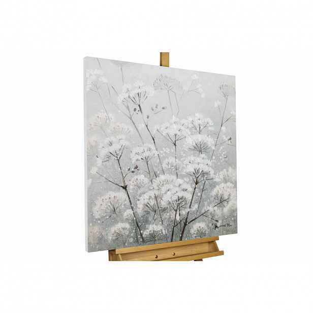 KUNSTLOFT RUČNĚ MALOVANÝ AKRYLOVÝ OBRAZ BÍLÝ/ŠEDÝ, 80/80 CM