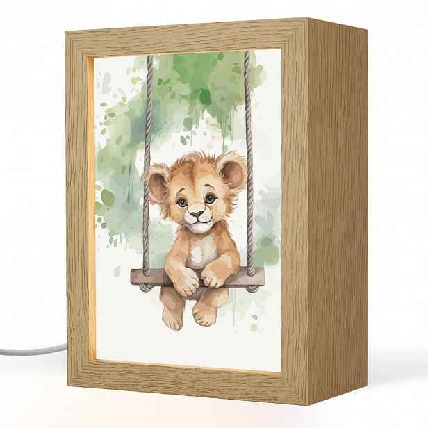 OnlyWow NOČNÍ LAMPIČKA Lev - Zvíře - Děti - Džungle 15x20 cm