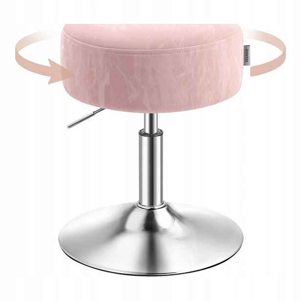 Songmics Křeslo Barová Židle Kosmetický Otočný 360 Nastavitelný 44-60 cm Růžový Pastel