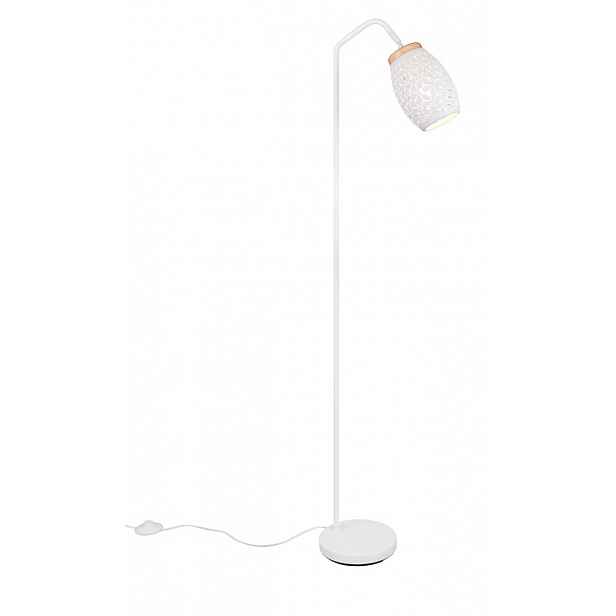 Stojací lampa Bidar, bílý kov/dřevo