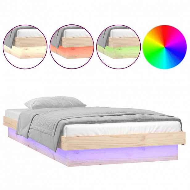 vidaXL Rám postele s LED světlem 75x190 cm Small Single masivní dřevo