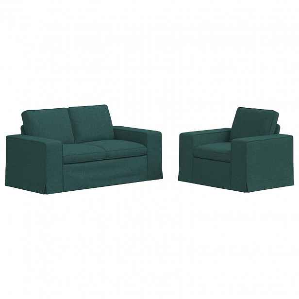 vidaXL Set pohovek 2 ks Tmavě zelená textil