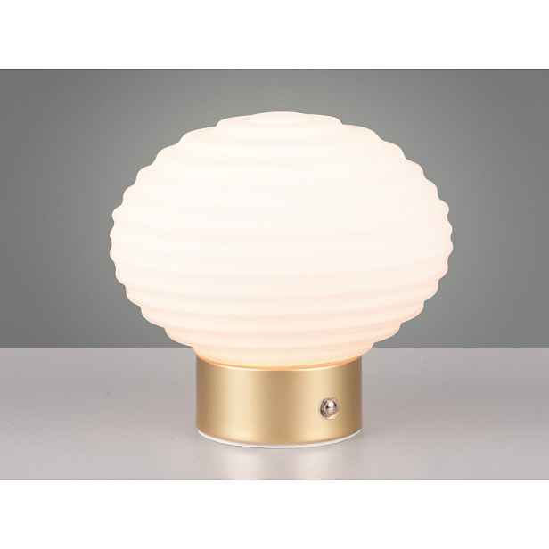 LED stolní lampa nabíjecí Earl 14 cm, bílé sklo
