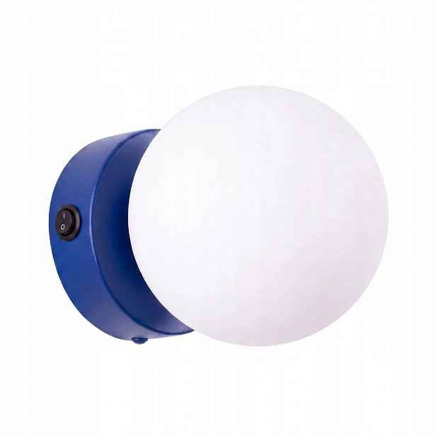 Nástěnná lampa Yoli ultramarínová s vypínačem Nástěnná lampa koule modrá Sollux