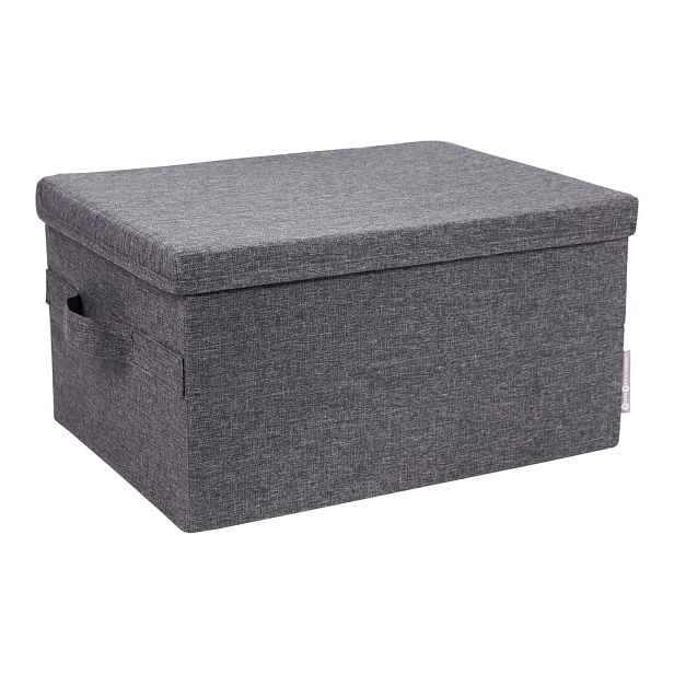 Šedý látkový úložný box s víkem 40x30x22 cm Soft Storage – Bigso