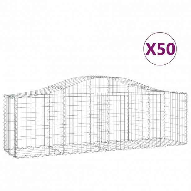 vidaXL Klenuté gabionové koše 50 ks 200x50x60/80 cm pozinkované železo
