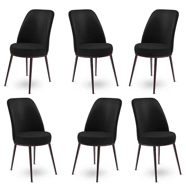 Sada židlí (6 kusů) Dexa - Black, Brown