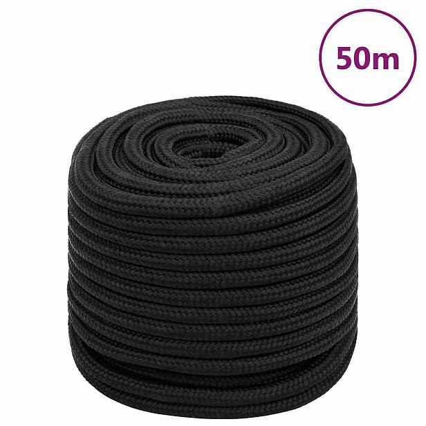 vidaXL Lodní lano celočerné 16 mm 50 m polypropylen