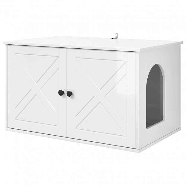 vidaXL Kočičí dům Lesklá Bílá 85 x 55 x 50,5 cm Kompozitní dřevo