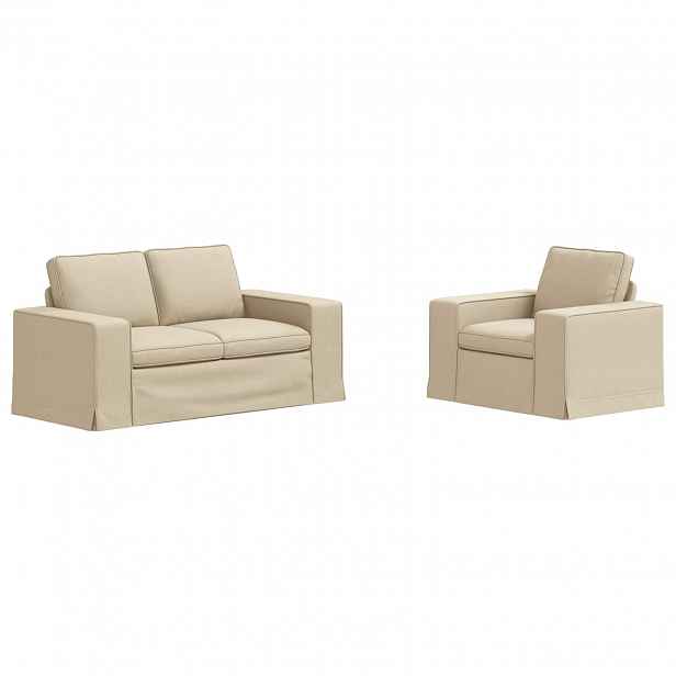 vidaXL Set pohovek 2 ks Krémová textil