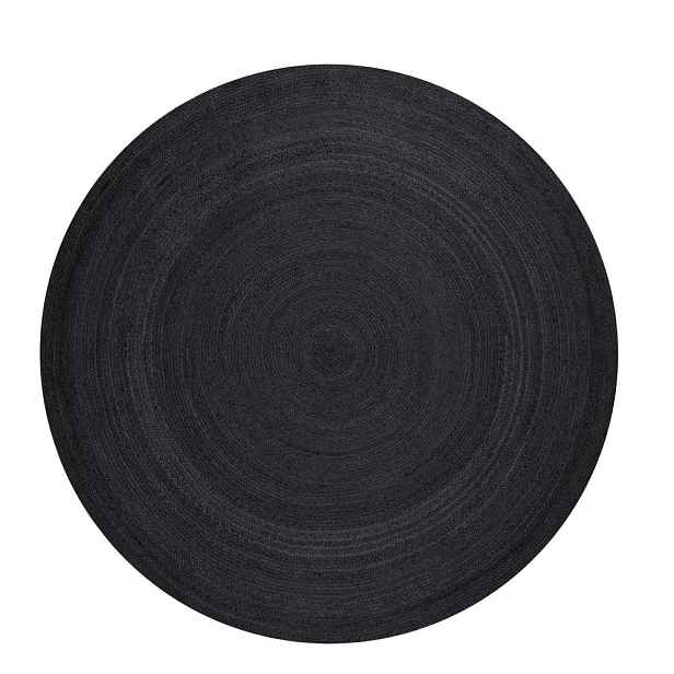 Černý oboustranný/ručně tkaný jutový kulatý koberec ø 200 cm Braided – Hanse Home