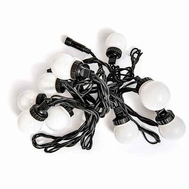 Easy Fix LED party osvětlení, 5 m, venkovní, 10 kouliček, 70 ledově bílých diod, černý kabel, IP67, prodlužovací