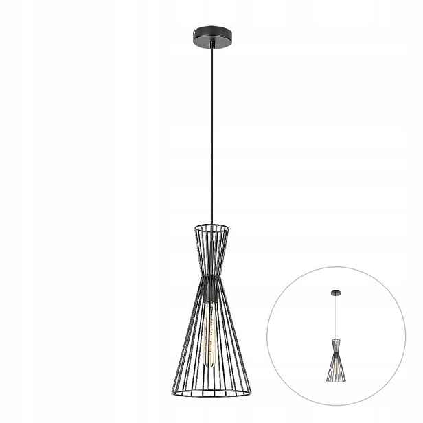 Závěsná lampa Lustr E27 60W Černá Matná Leandros Rabalux
