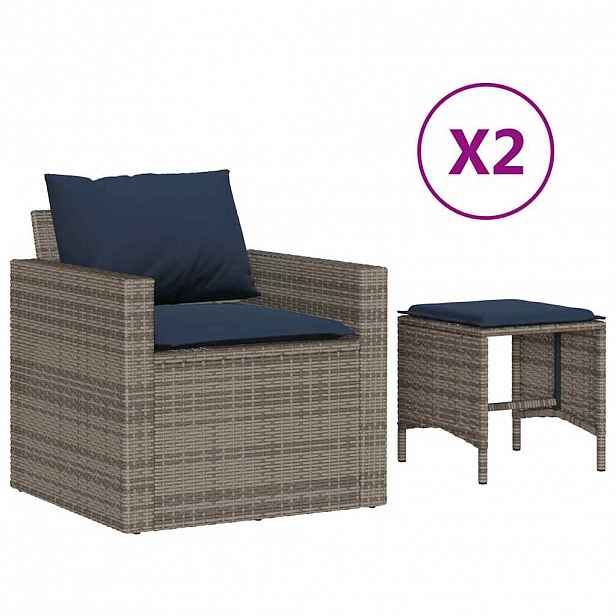 vidaXL 4dílná zahradní sedací souprava s poduškami šedá polyratan
