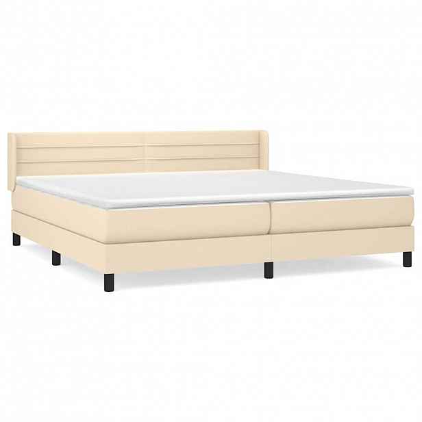vidaXL Box spring postel s matrací krémová 200x200 cm textil