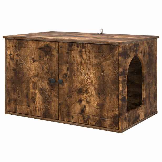 vidaXL Kočičí dům Kouřový dub 85 x 55 x 50,5 cm Kompozitní dřevo