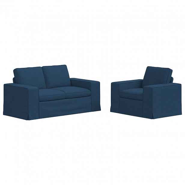 vidaXL Set pohovek 2 ks Modrá textil