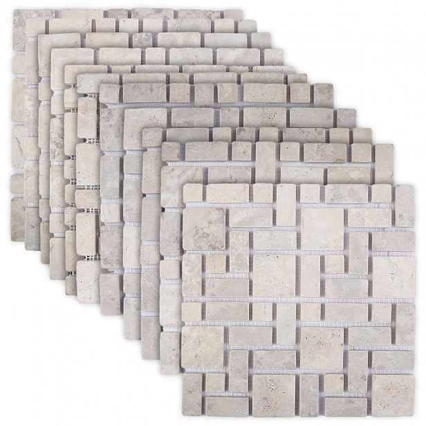 vidaXL Mozaikové dlaždice Krémová 30 x 30 cm Mramor