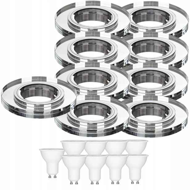 9 x Pevná Skleněná Stropní Lampa Halogenové Svítidlo Led Žárovky 3W