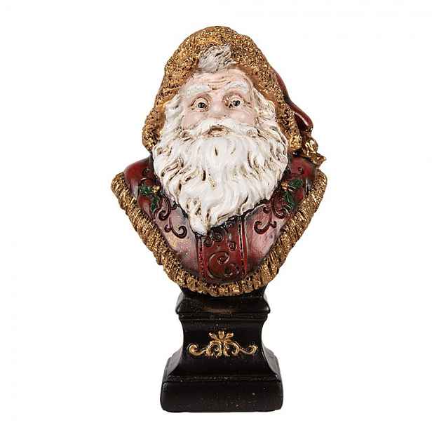 Červeno-zlatá vánoční dekorace busta Santa Claus - 10*8*17 cm Clayre & Eef