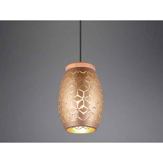 Lustr Bidar, měděný kov/dřevo