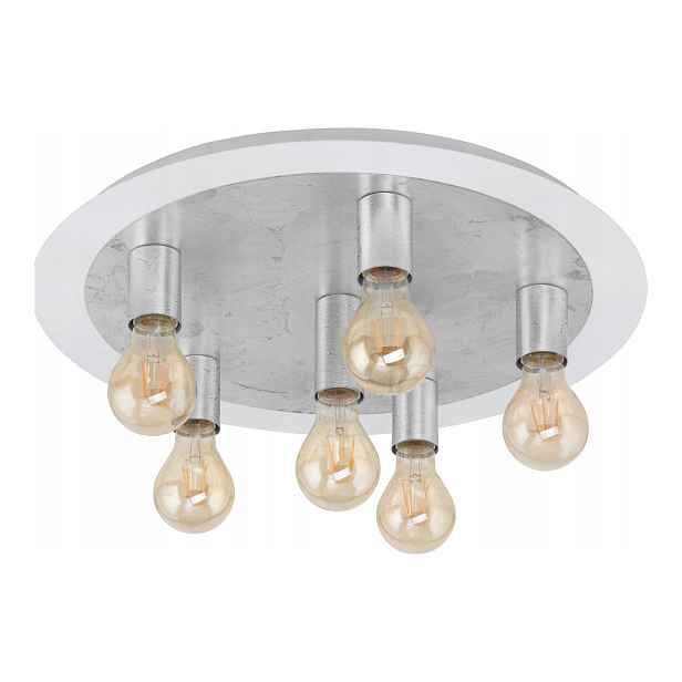 stropní svítidlo Led Eglo Passano Moderní 6xE27-LED-G80 Bílá Stříbrná Ocel