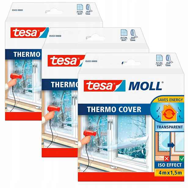 Tesa Fólie termoizolační druhá skla na okno průhledná 4 m x 1,5 m x 3