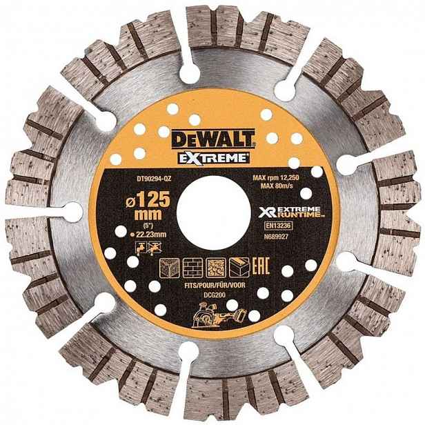 DeWALT - Diamantový řezný kotouč na tvrdé materiály 125x22,2 mm DT90294