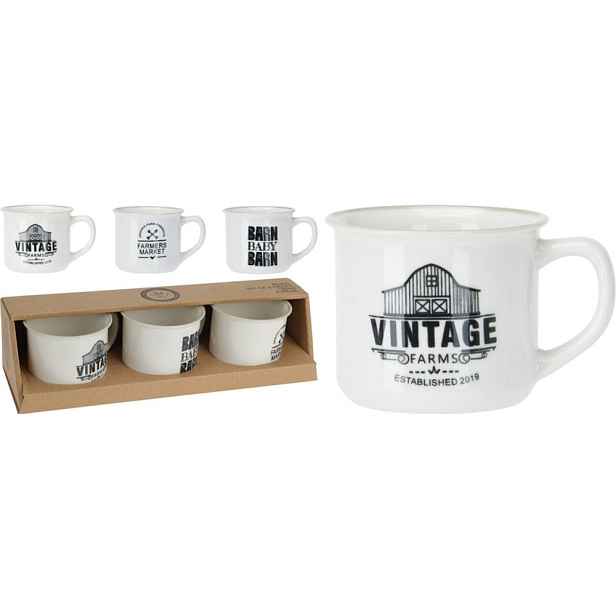 EXCELLENT HOUSEWARE Hrnek na kávu VINTAGE sada 3 ks 180 ml KO-Q80000590