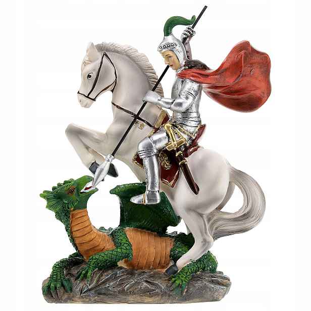 Figurka Svatý Jiří S Drakem Patron Vojáků 22 CM Vysoká