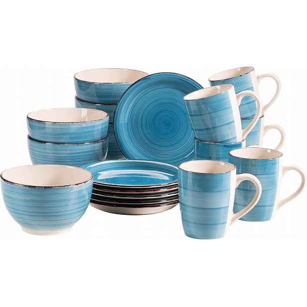 Snídaňový Servis 18 Ks Kamenina Vintage Tmavě Modrá Mäser Bel Tempo